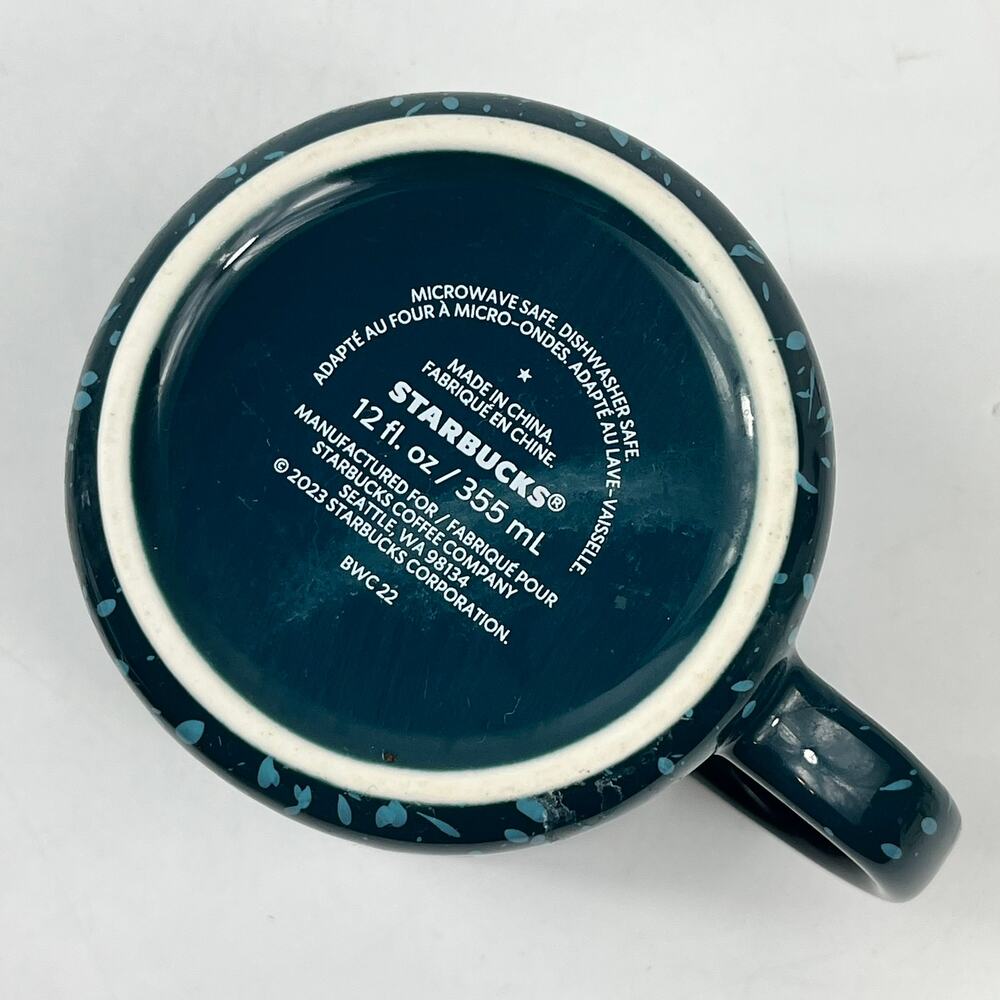 Starbucks 2023 Blue Ribbed Mug 12oz Ceramic Speckled Handle Coffee Cup Modern - Picture 6 of 8